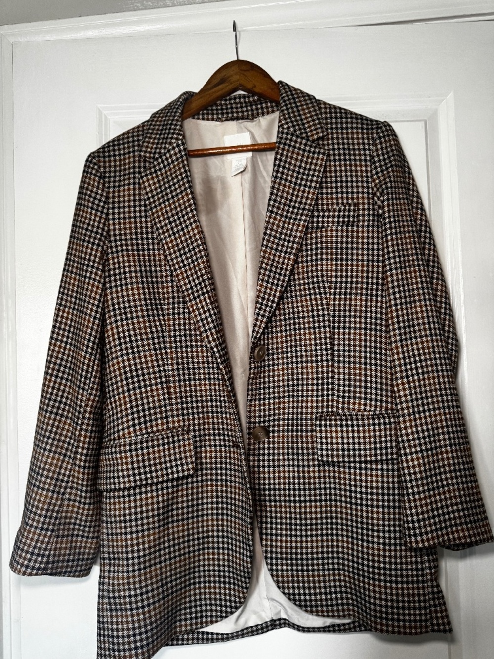 H&M Brown & black plaid blazer
